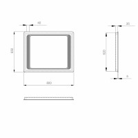 Чертеж зеркала с подсветкой LITE Дует 80×65 с размерами