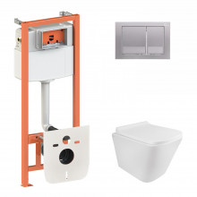 Готовое решение Qtap для ванной комнаты: подвесной унитаз Tern Rimless 490x340x350 + комплект инсталляции Nest 4 в 1 (квадратная клавиша Satin) Готовое решение Qtap для ванной комнаты: подвесной унитаз Tern Rimless 490x340x350 + комплект инсталляции Nest 4 в 1 (квадратная клавиша Satin)