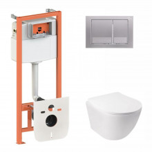 Готовое решение Qtap для ванной комнаты: подвесной унитаз Jay Ultra Quiet 485x360x320 + комплект инсталляции Nest 4 в 1 (квадратная клавиша Satin) Готовое решение Qtap для ванной комнаты: подвесной унитаз Jay Ultra Quiet 485x360x320 + комплект инсталляции Nest 4 в 1 (квадратная клавиша Satin)