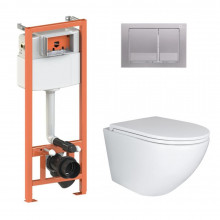 Готовое решение Qtap для ванной комнаты: подвесной унитаз Robin Ultra Quiet 490x365x325 + комплект инсталляции Nest 4 в 1 (квадратная клавиша Satin) Готовое решение Qtap для ванной комнаты: подвесной унитаз Robin Ultra Quiet 490x365x325 + комплект инсталляции Nest 4 в 1 (квадратная клавиша Satin)