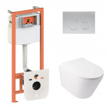 Готовое решение Qtap для ванной комнаты: подвесной унитаз Swan Ultra Quiet 485x360x320 + комплект инсталляции Nest 4 в 1 (круглая клавиша Satin) Готовое решение Qtap для ванной комнаты: подвесной унитаз Swan Ultra Quiet 485x360x320 + комплект инсталляции Nest 4 в 1 (круглая клавиша Satin)