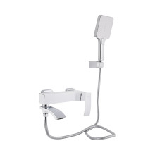 Змішувач для ванни Qtap Swan Cascada з поворотним виливом (з душовим гарнітуром) QTSWA260CRW45569 Chrome/White