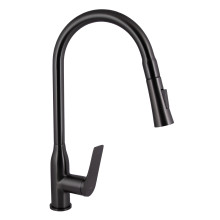 Смеситель для кухни Qtap Vlasta New с выдвижным изливом QTVLA344GMB45647 Gunmetal Black PVD