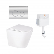 Готове рішення Qtap для ванної кімнати: підлоговий унітаз Swan Rimless + комплект інсталяції Nest 2 в 1 (кругла клавіша Chrome)