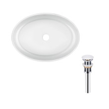 Комплект Qtap Kolibri: Раковина накладная овальная 500x360x140 мм White + Донный клапан PU02