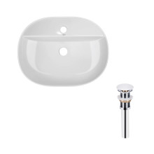 Комплект Qtap Scorpio: Раковина накладная овальная 500x380x120 мм White + Донный клапан PU02