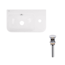 Комплект Qtap Tern: Раковина подвесная прямоугольная правая 450х250х158 мм White + Донный клапан PU02O