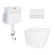 Готовое решение Qtap для ванной комнаты: Унитаз напольный Tern Ultra Quiet QT17223303AW + инсталляция QT0122490S+ клавиша QT0111M08V1384W