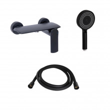 Комплект Qtap Slavonice Black Matt: Смеситель QTSLA266BLM45908 + Шланг QTHADPVCSQ160B + Лейка QTRUC125BLM45951
