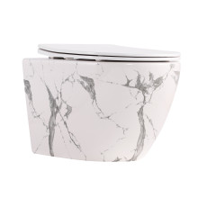 Унітаз підвісний Robin Ultra Quiet 490×365×325 мм, Marble, з сидінням Slim Duroplast / Soft-close / Quick Release QT13332381АSMR Qtap Унітаз підвісний Robin Ultra Quiet 490×365×325 мм, Marble, з сидінням Slim Duroplast / Soft-close / Quick Release QT13332381АSMR Qtap