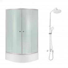 Комплект для душевої Latwa: Душева кабіна LLSC9090SATMIDFR2SET+Душева система на 3 споживача LDLAT1030WHI45427