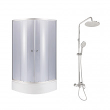 Комплект для душевої Latwa: Душева кабіна LLSC9090SATMIDGR2SET+Душева система на 3 споживача LDLAT1030CRM45417