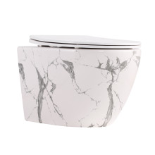 Унітаз підвісний Qtap Robin Ultra Quiet 520×365×340 мм, Marble, з сидінням Slim Duroplast / Soft-close / Quick Release QTROB26MR48998