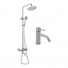 Акційний набір: Lidz Aria 0011F Змішувач для раковини (k35) Nickel + Lidz Aria 1031 Душова система на 3 споживача (з виливом) (k35) Nickel