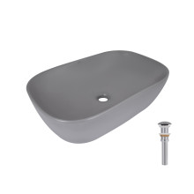 Раковина накладная Qtap Robin 600x390x150 мм, Stone grey, прямоугольная, с донным клапаном QTROB188SG49786 Раковина накладная Qtap Robin 600x390x150 мм, Stone grey, прямоугольная, с донным клапаном QTROB188SG49786