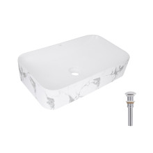 Раковина накладная Qtap Tern 610x350x135 мм, Marble, прямоугольная, с донным клапаном QTTER188MR49791 Раковина накладная Qtap Tern 610x350x135 мм, Marble, прямоугольная, с донным клапаном QTTER188MR49791