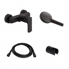 Акционный набор Qtap: Смеситель для душа Lipno QTLIPNO4023101CB +Лейка Rucni QTRUCA120O3KBB+Шланг Hadice QTHADPVCSQ160B + Держатель QT829910842854OB