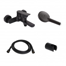 Акционный набор Qtap: Смеситель для душа Slavonice QTSLA259BLM45918+Лейка Rucni QTRUCA120O3KBB+Шланг Hadice QTHADPVCSQ160B+Держатель QT829910842854OB