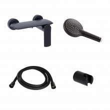 Акционный набор Qtap: Смеситель для душа Slavonice QTSLA266BLM45908+Лейка Rucni QTRUCA120O3KBB+Шланг Hadice QTHADPVCSQ160B+Держатель QT829910842854OB