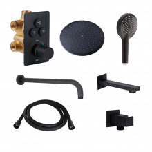 Акционный набор Qtap: Смеситель для душа Votice QTVOT6443T105NKB+Лійка QTHLAVA228O1ZBB+Лійка QTRUCA120O3KBB+Шланг+Подключение+Кронштейн+Излив