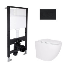 Готове рішення Qtap для ванної кімнати: підвісний унітаз Robin Ultra Quiet 520x365x365 + комплект інсталяції Standard (кругла клавіша Black) Готове рішення Qtap для ванної кімнати: підвісний унітаз Robin Ultra Quiet 520x365x365 + комплект інсталяції Standard (кругла клавіша Black)