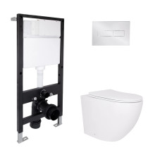 Готове рішення Qtap для ванної кімнати: підвісний унітаз Robin Ultra Quiet 520x365x365 + комплект інсталяції Standard (лінійна клавіша Chrome)