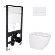 Готовое решение Qtap для ванной комнаты: подвесной унитаз Robin Ultra Quiet 520x365x365 + комплект инсталляции Standard (линейная кнопка White) Готовое решение Qtap для ванной комнаты: подвесной унитаз Robin Ultra Quiet 520x365x365 + комплект инсталляции Standard (линейная кнопка White)