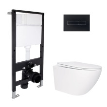 Готове рішення Qtap для ванної кімнати: підвісний унітаз Jay Rimless 520x360x320 + комплект інсталяції Standard (лінійна клавіша Black) Готове рішення Qtap для ванної кімнати: підвісний унітаз Jay Rimless 520x360x320 + комплект інсталяції Standard (лінійна клавіша Black)