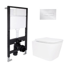 Готове рішення Qtap для ванної кімнати: підвісний унітаз Crow Rimless 485x340x330 + комплект інсталяції Standard (лінійна клавіша Chrome)