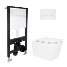 Готовое решение Qtap для ванной комнаты: подвесной унитаз Crow Rimless 485x340x330 + комплект инсталляции Standard (линейная кнопка White) Готовое решение Qtap для ванной комнаты: подвесной унитаз Crow Rimless 485x340x330 + комплект инсталляции Standard (линейная кнопка White)