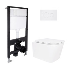 Готове рішення Qtap для ванної кімнати: підвісний унітаз Crow Ultra Quiet 485x340x290 + комплект інсталяції Standard (кругла клавіша White) Готове рішення Qtap для ванної кімнати: підвісний унітаз Crow Ultra Quiet 485x340x290 + комплект інсталяції Standard (кругла клавіша White)