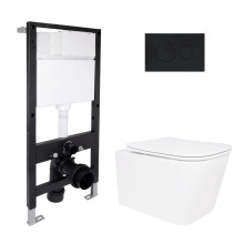 Готове рішення Qtap для ванної кімнати: підвісний унітаз Crow Ultra Quiet 485x340x290 + комплект інсталяції Standard (кругла клавіша Black) Готове рішення Qtap для ванної кімнати: підвісний унітаз Crow Ultra Quiet 485x340x290 + комплект інсталяції Standard (кругла клавіша Black)