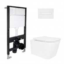 Готовое решение Qtap для ванной комнаты: подвесной унитаз Crow Ultra Quiet 520x360x290 + комплект инсталляции Standard (линейная кнопка White) Готовое решение Qtap для ванной комнаты: подвесной унитаз Crow Ultra Quiet 520x360x290 + комплект инсталляции Standard (линейная кнопка White)