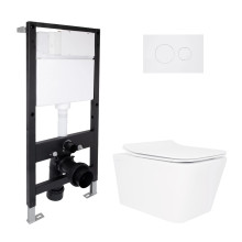 Готове рішення Qtap для ванної кімнати: підвісний унітаз Crow Rimless 520x360x290 + комплект інсталяції Standard (кругла клавіша White) Готове рішення Qtap для ванної кімнати: підвісний унітаз Crow Rimless 520x360x290 + комплект інсталяції Standard (кругла клавіша White)