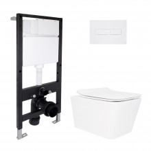 Готовое решение Qtap для ванной комнаты: подвесной унитаз Crow Rimless 520x360x290 + комплект инсталляции Standard (линейная кнопка White) Готовое решение Qtap для ванной комнаты: подвесной унитаз Crow Rimless 520x360x290 + комплект инсталляции Standard (линейная кнопка White)