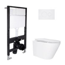 Готове рішення Qtap для ванної кімнати: підвісний унітаз Swan Ultra Quiet 485x360x320 + комплект інсталяції Standard (кругла клавіша White)
