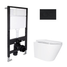 Готове рішення Qtap для ванної кімнати: підвісний унітаз Swan Ultra Quiet 485x360x320 + комплект інсталяції Standard (кругла клавіша Black) Готове рішення Qtap для ванної кімнати: підвісний унітаз Swan Ultra Quiet 485x360x320 + комплект інсталяції Standard (кругла клавіша Black)