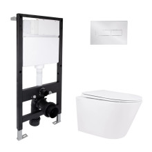 Готове рішення Qtap для ванної кімнати: підвісний унітаз Swan Rimless 520x360x320 + комплект інсталяції Standard (лінійна клавіша Chrome) Готове рішення Qtap для ванної кімнати: підвісний унітаз Swan Rimless 520x360x320 + комплект інсталяції Standard (лінійна клавіша Chrome)