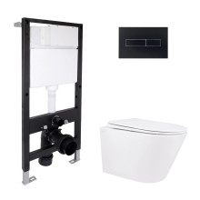 Готове рішення Qtap для ванної кімнати: підвісний унітаз Swan Rimless 520x360x320 + комплект інсталяції Standard (лінійна клавіша Black) Готове рішення Qtap для ванної кімнати: підвісний унітаз Swan Rimless 520x360x320 + комплект інсталяції Standard (лінійна клавіша Black)