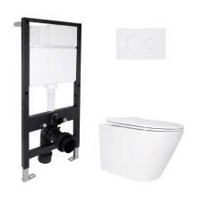 Готове рішення Qtap для ванної кімнати: підвісний унітаз Swan Ultra Quiet 520x360x320 + комплект інсталяції Standard (кругла клавіша White) Готове рішення Qtap для ванної кімнати: підвісний унітаз Swan Ultra Quiet 520x360x320 + комплект інсталяції Standard (кругла клавіша White)