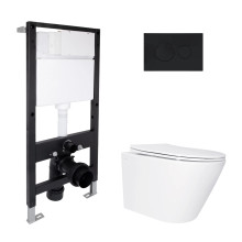 Готове рішення Qtap для ванної кімнати: підвісний унітаз Swan Ultra Quiet 520x360x320 + комплект інсталяції Standard (кругла клавіша Black) Готове рішення Qtap для ванної кімнати: підвісний унітаз Swan Ultra Quiet 520x360x320 + комплект інсталяції Standard (кругла клавіша Black)