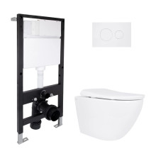 Готове рішення Qtap для ванної кімнати: підвісний унітаз Robin ML Ultra Quiet 520x365x365 + комплект інсталяції Standard (кругла клавіша White) Готове рішення Qtap для ванної кімнати: підвісний унітаз Robin ML Ultra Quiet 520x365x365 + комплект інсталяції Standard (кругла клавіша White)