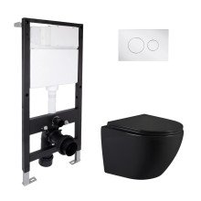 Готове рішення Qtap для ванної кімнати: підвісний унітаз Jay Ultra Quiet 485x360x320 + комплект інсталяції Standard (кругла клавіша Chrome)