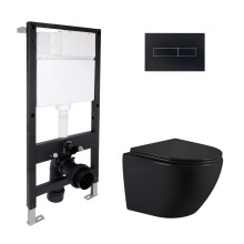 Готове рішення Qtap для ванної кімнати: підвісний унітаз Jay Ultra Quiet 485x360x320 + комплект інсталяції Standard (лінійна клавіша Black)