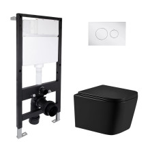 Готове рішення Qtap для ванної кімнати: підвісний унітаз Crow Ultra Quiet 485x340x290 + комплект інсталяції Standard (кругла клавіша Chrome)