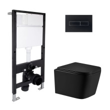 Готове рішення Qtap для ванної кімнати: підвісний унітаз Crow Ultra Quiet 485x340x290 + комплект інсталяції Standard (лінійна клавіша Black)