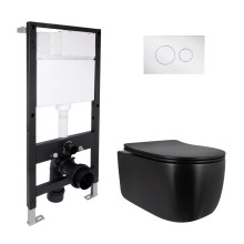 Готове рішення Qtap для ванної кімнати: підвісний унітаз Taurus Ultra Quiet 515x360x350 + комплект інсталяції Standard (кругла клавіша Chrome)
