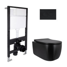 Готове рішення Qtap для ванної кімнати: підвісний унітаз Taurus Ultra Quiet 515x360x350 + комплект інсталяції Standard (кругла клавіша Black)