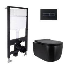 Готове рішення Qtap для ванної кімнати: підвісний унітаз Taurus Ultra Quiet 515x360x350 + комплект інсталяції Standard (лінійна клавіша Black)