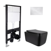 Готове рішення Qtap для ванної кімнати: підвісний унітаз Gemini Ultra Quiet 520x360x350 + комплект інсталяції Standard (лінійна клавіша Chrome)